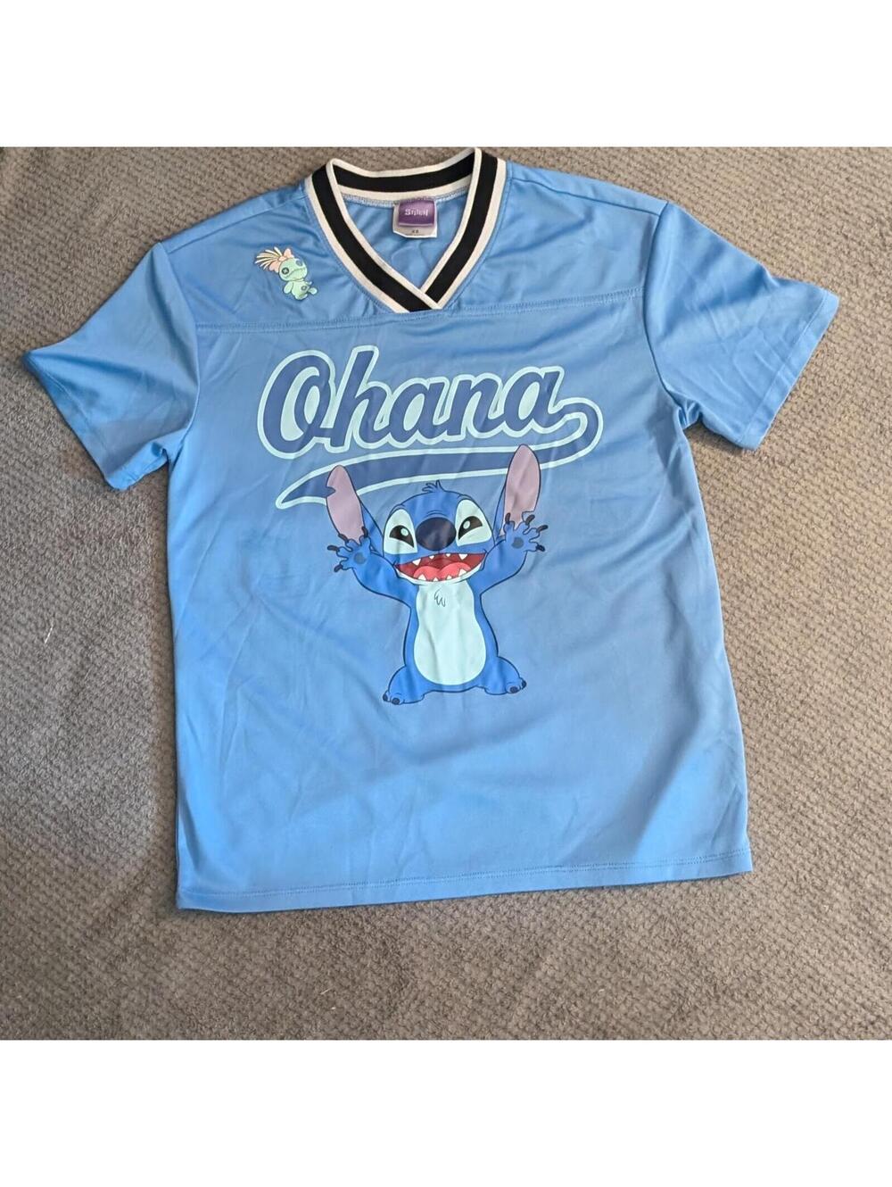 Disney Stitch "Ohana" Baseball Jersey Style Graphic Tee – Size XS